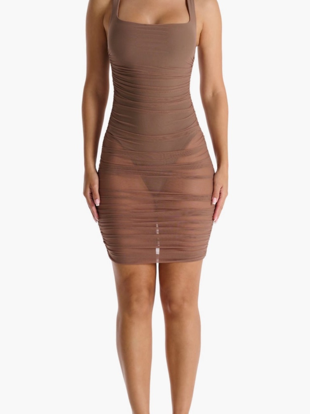 naked wardrobe meshed up mini dress tan small new with tags